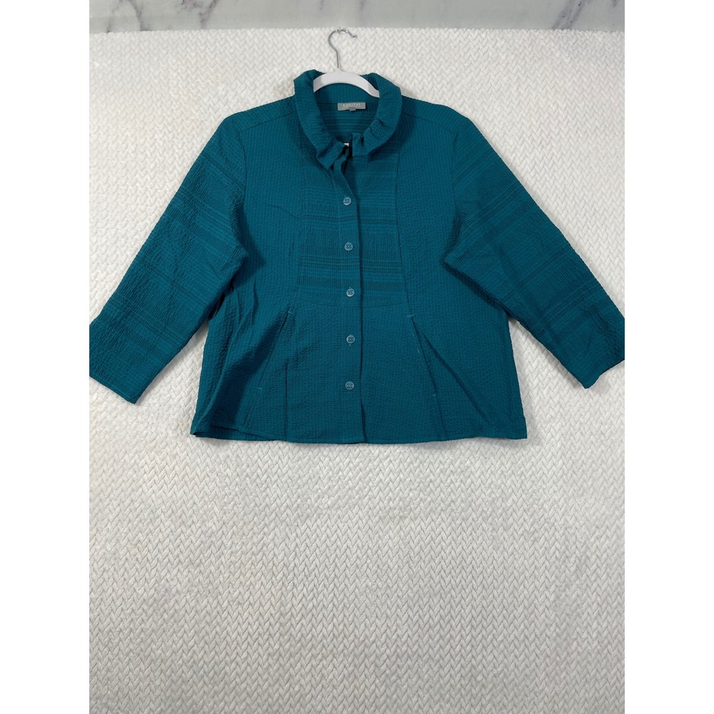 Habitat Button Up Top Womens Medium Teal Blue